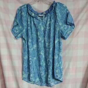 Kim Rogers Blue and Green Paisley Blouse